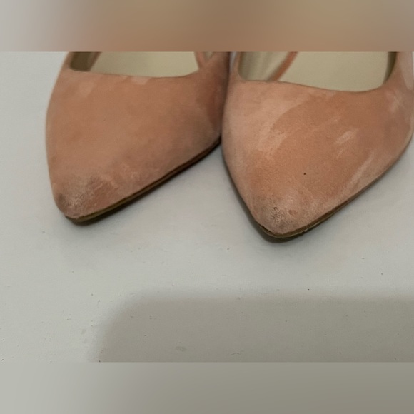 Cole Haan | Pastel Peach Suede Pointy Toe Heels - Picture 6 of 14
